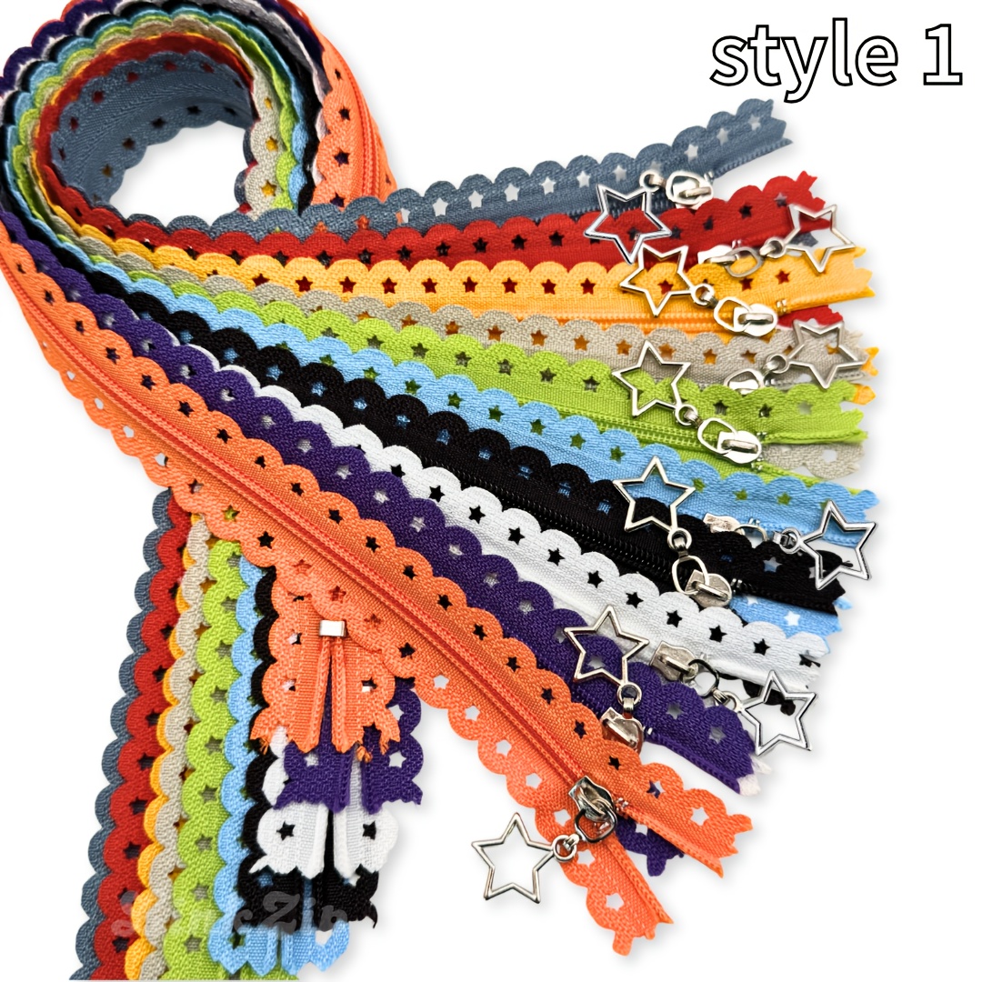 TEMU 10pcs #3 Nylon Closed-end Zipper 20cm/7.87inch Colorful Zipper Set - Assorted Colors, Five-pointed Star Slider For Crafts, Sewing Projects &