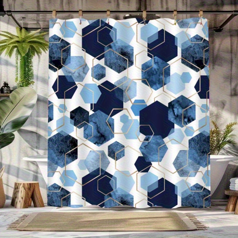 Light Luxury Diamond Pattern Shower Curtain with Hook