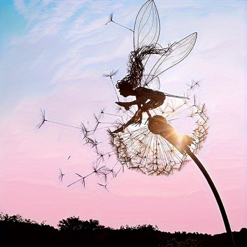 Wire Stainless Steel Fairy And Dandelion Garden Sculpture CSS-735 - YouFine