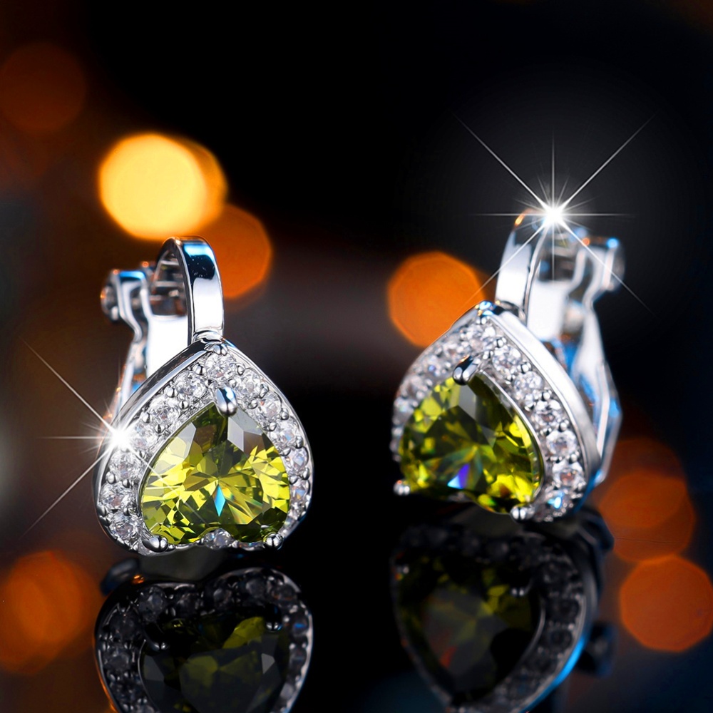Stylish Heart-Shaped Clip-On Earrings with Synthetic Zirconia