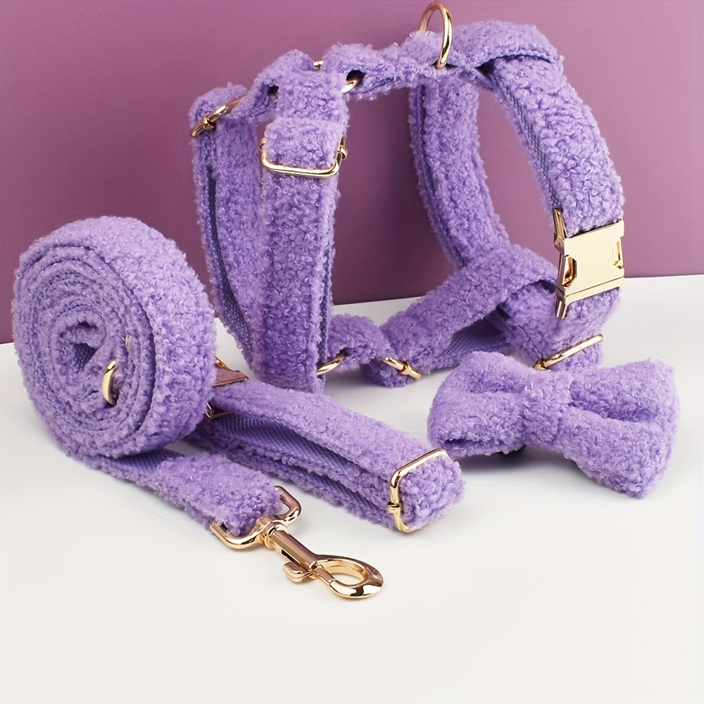 4pcs Personalized Adjustable Dog Collar and Leash Set