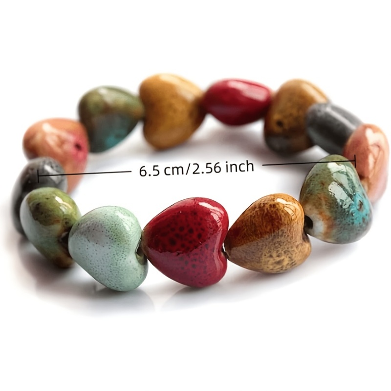 Heart-Shaped Beaded Elastic Bracelets, Daily Wear