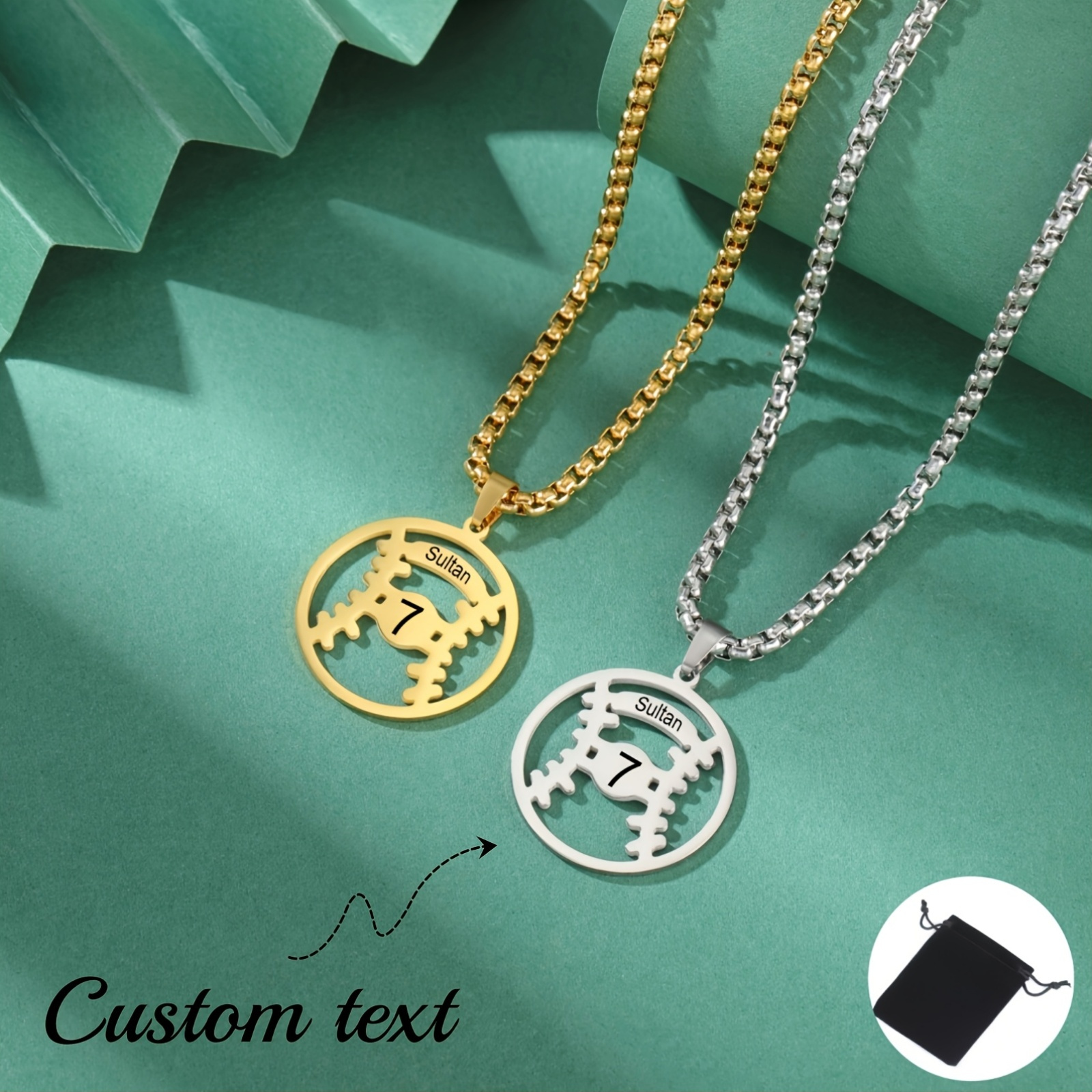 Customizable Baseball Number & Name Pendant Necklace