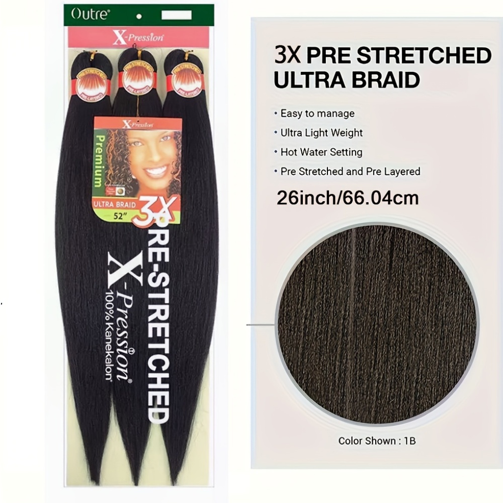     pre stretched braided hair 3x   58 inches kanekalon fire resistant smooth cornrow weave synthetic crochet hair extensions for men and women all   details 3