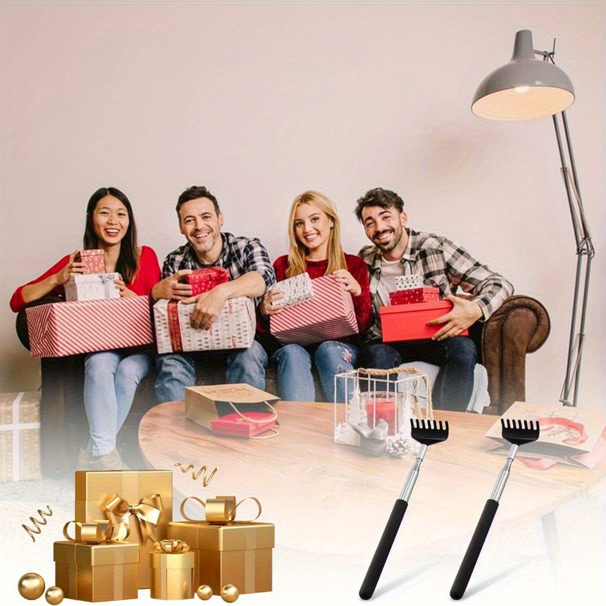 bohuiz 2 pack extendable back scratcher portable   scratcher with rubber handles back scratchers black extendable back massager tool novelty idea gifts for adults men women Product details 3