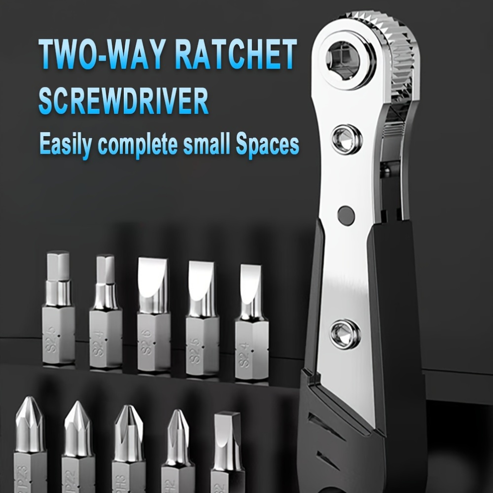 

12-piece Mini Ratchet Wrench And Screwdriver Set, Multi-angle Steel Hex & Torx Bit Kit With Reversible Ratcheting Screwdriver Handle For Tight Spaces