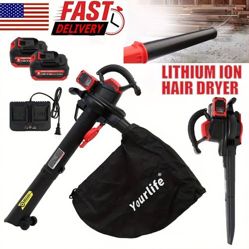 40v cordless blower vacuum covered blade blower with wind up to 340km h 6 speed adjustable 0ah lithium and extension tube suitable for lawn care yards snow blowing