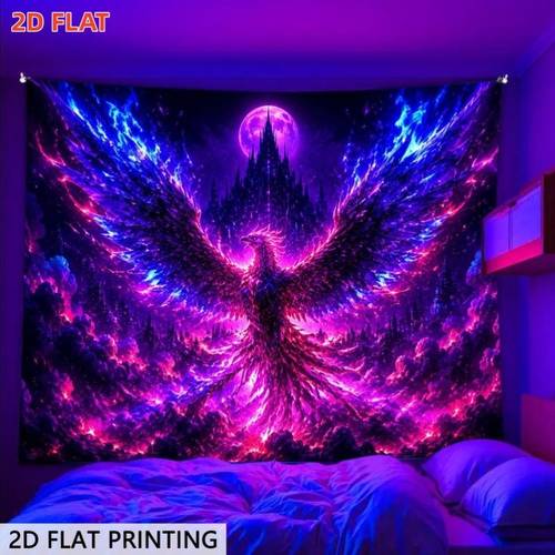 item picture 2d flat 2d flat 2d flat uv tapestry 1pc glow in the dark wall hanging uv blacklight reactive suitable for bedrooms game rooms dorms retro design with vertical glow print uv activated decor for parties college dorm room