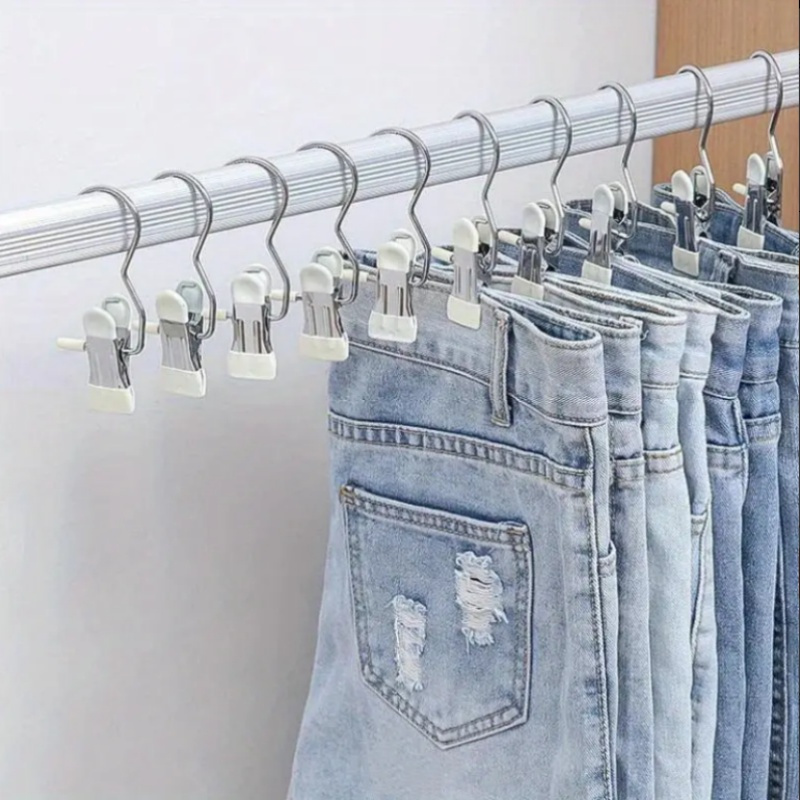 11  jeans hangers with clips multipurpose space saving pants hangers 360 rotating portable storage clips durable wardrobe clamps for trousers hats and socks clothes pins