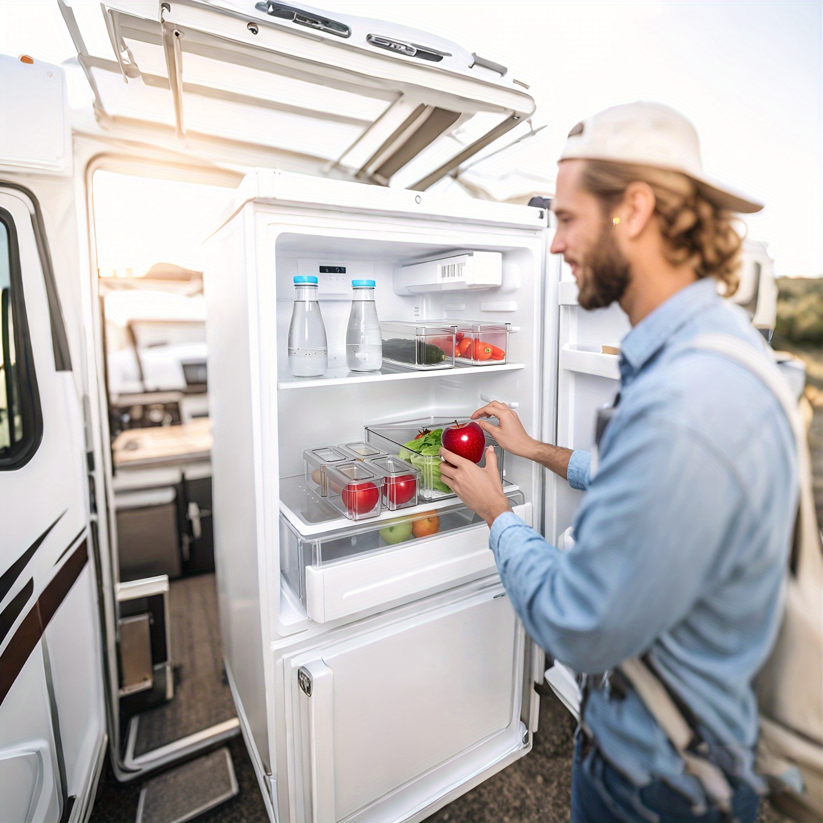 RV Fridge Storage! 7/14pcs Fridge Organizer, Clear Refrigerator Storage Boxes with Lids, Stackable Fruit Storage Containers for Refrigerator, Vegetables, Food And Drinks, Without Battery 10 RV Fridge Storage! 7/14pcs Fridge Organizer, Clear Refrigerator Storage Boxes with Lids, Stackable Fruit Storage Containers for Refrigerator, Vegetables, Food And Drinks, Without Battery - Image 10