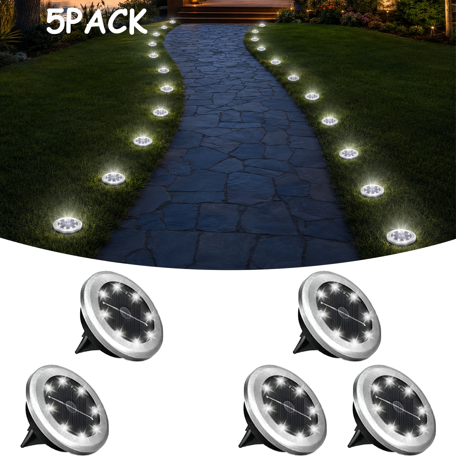 TEMU 56 Led Beads 40 Led Beads Solar Buried Light, Ip44 Rust Proof Ground Light, Suitable For Garden, Courtyard, Lawn, Park, Corridor, Garage As A