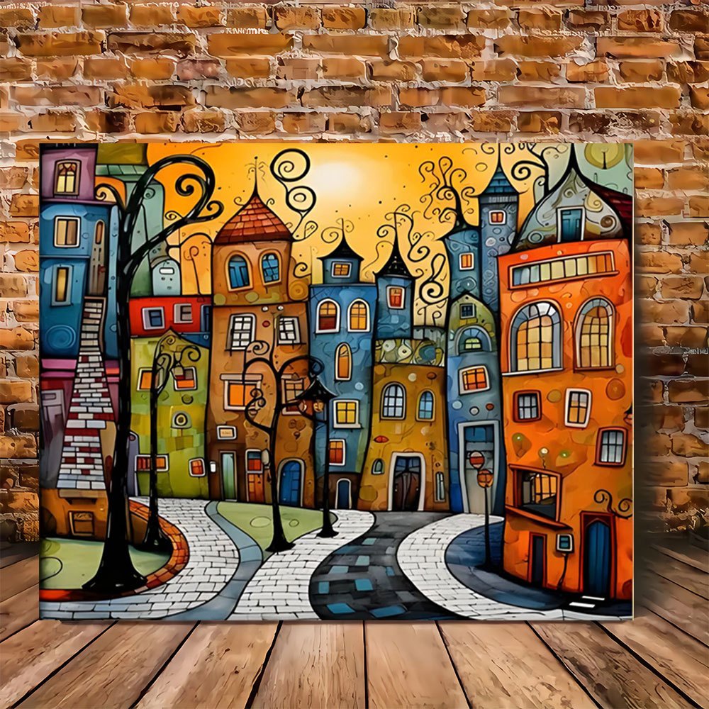 TEMU 2d Flat, 2d Flat, 1pc, Whimsical Colorful Artwork Framelessless Canvas Artwork For Home And Office Decoration, Perfect For Bar, Cafe, Shop Or