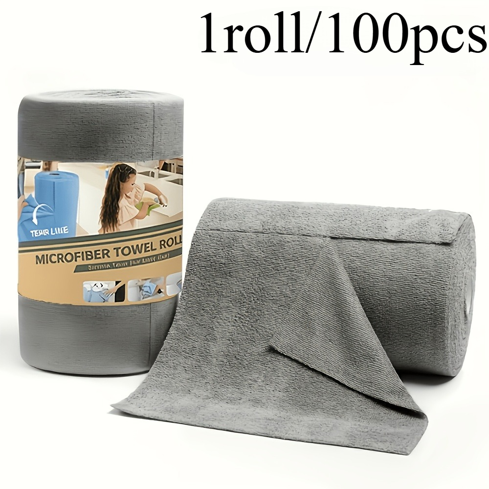 TEMU 100pcs Très Grands Torchons Enroulables, Serviettes Microfibre à Détacher, Torchons de Cuisine, Pratiques et Faciles à Utiliser, Réutilisables,