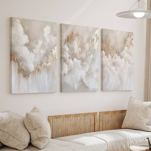 2d flat 2d flat 2d flat 3pcs set abstract neutral beige wooden frame canvas wall art living room decoration bedroom home decor modern decor handmade durable frame decorative printing framed art