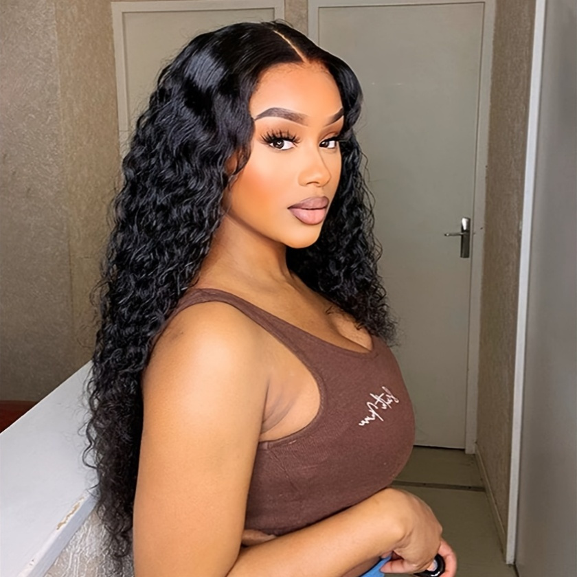 26 inch long dark wavy black wig for women natural long curly waves     parted afro curly hair synthetic heat resistant fiber elegant style for daily use versatile hairpiece sleek   heatresistant hairpiece Product details 2