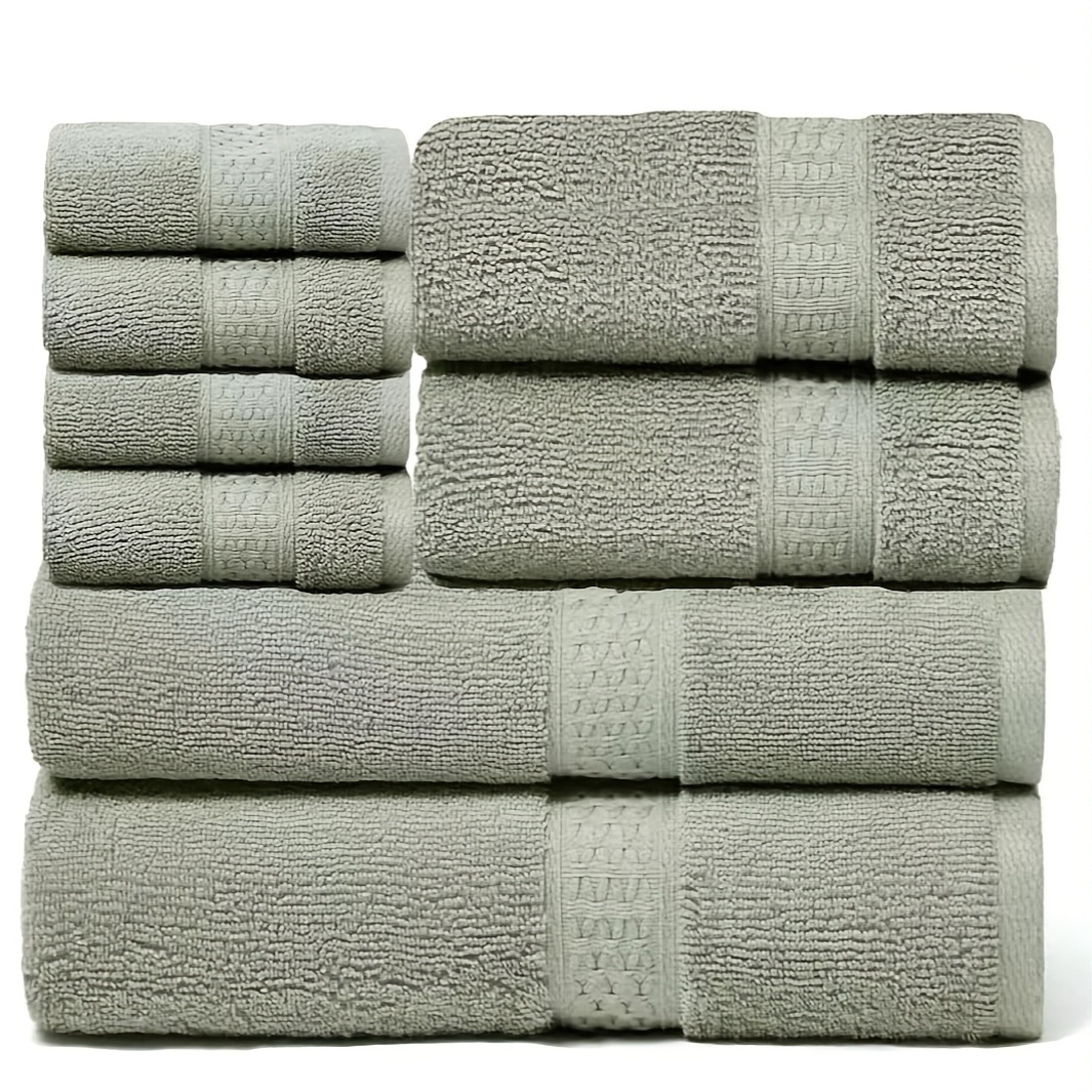 8 st lyxiga hotellhanddukar, 100 % bomull, ultra-mjukt hudvänligt, absorberande, inklusive 4 tvättlappar, 2 handdukar, 2 badlakan, 400 gsm, för hem, badrum, spa, salong, yoga, , tvättlappar | Hög Kvalitet Och Prisvärd | Temu