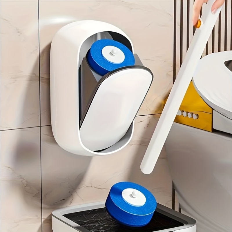 Image of Toilet Bowl Brush And Holder | , Compact Size, Wall Mount, Soft Plastic, White - Joybos