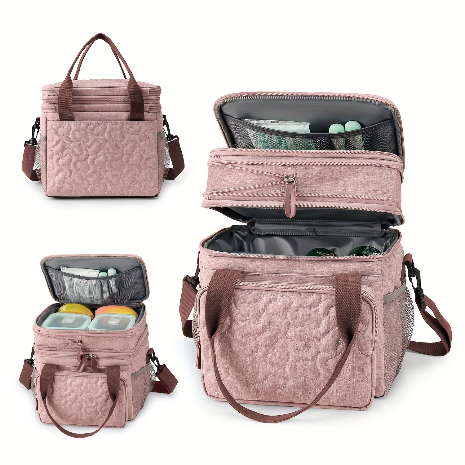 large capacity shoulder bag for mothers and waterproof insulated bag for outdoor travel double layer temperature maintaining cooler