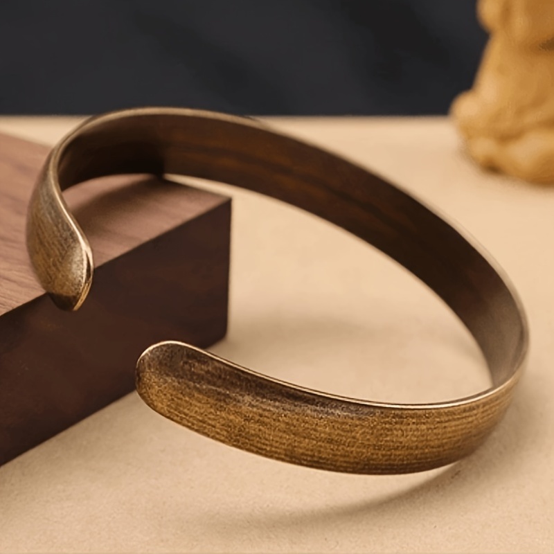 TEMU Vintage Copper Smooth Open Cuff Bracelet For Men Women, Easy Bangle, Fashionable Daily Wear Unisex Jewelry, Great Gift Choice