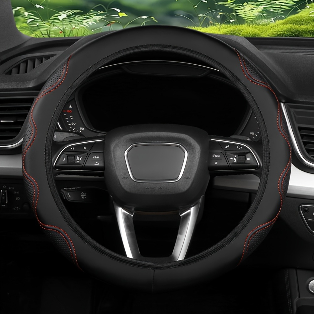 Image of 1pc Universal No Faux Leather Car Steering Wheel Cover Steering Cover Stering Cover Embossed Anti-slip Auto Stereng Cover Car Interior Additions Suitable For