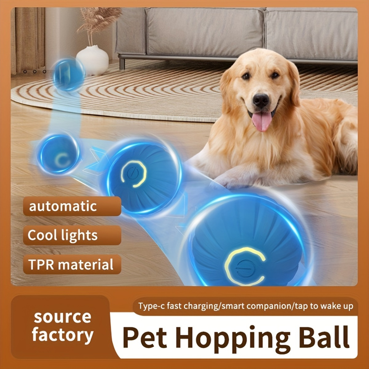 

1pc Interactive Dog Chew Ball, Automatic Rolling & Bouncing, For Tooth Cleaning & Playtime Fun-pet Activity Toy