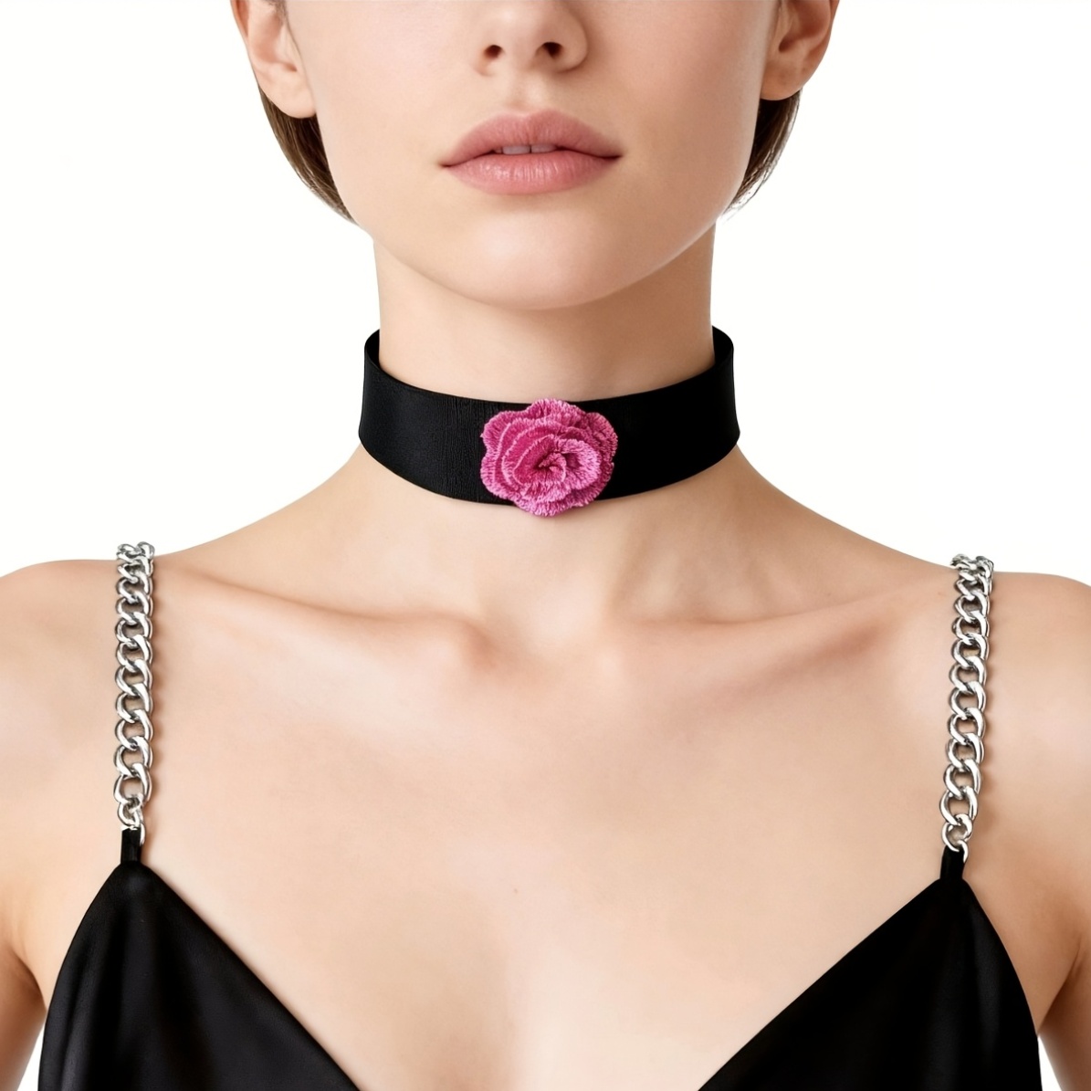European Choker with Adjustable Floral Design Necklace