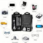 115 in 1 precision screwdriver set magnetic non slip handle tweezers professional repair tool kit with multiple bits for electronics mobile phone watch and automotive maintenanc