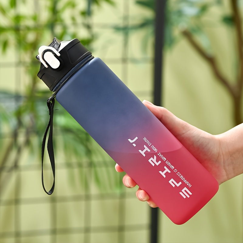 spirit gradient straw water bottle large capacity portable Temu