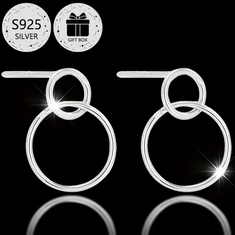 2pcs Geometric Circle Earrings 925 Silver 0.5g