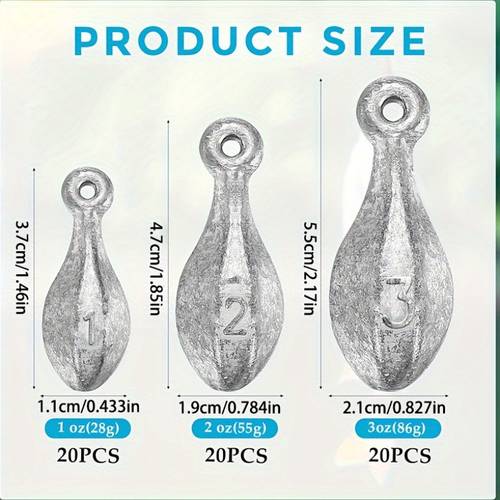 20pcs fishing weights saltwater kit 3oz 2oz 1oz bank sinker saltwater fishing gear fishing weights rig fishing weights fishing sinker for catfishing gear tackle