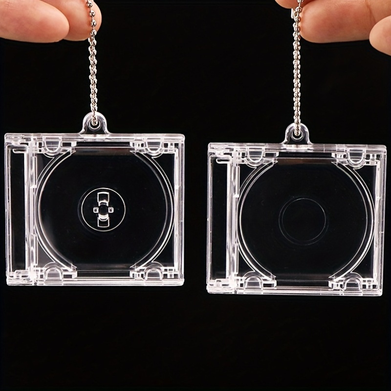 5pcs mini cd case keychains transparent plastic boxes chains - Temu