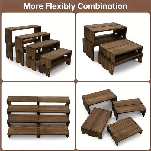 4 large wooden tiered display stands suitable for vendor events stackable perfume organizer unisex ornament display stand wooden tabletop display set display stand for parties