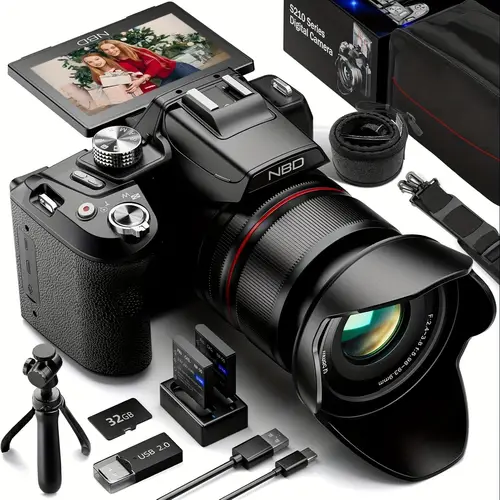 nbd 5 cameras for photography 16x optical zoom camera with wifi app control vlogging camera with 180 flipable 3 inch screen auto focus bag 2 batteries camera strap 32gb card