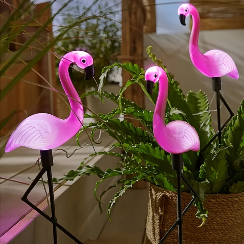 1/3 stück solar flamingo lichter, solar gartenleuchten für den außenbereich zur dekoration, pinke flamingo hof ornamente, ideal für geburtstag, weihnachten und einweihungsgeschenke,   für höfe, wege, landschaften, terrassen, rasenflächen und gehwege