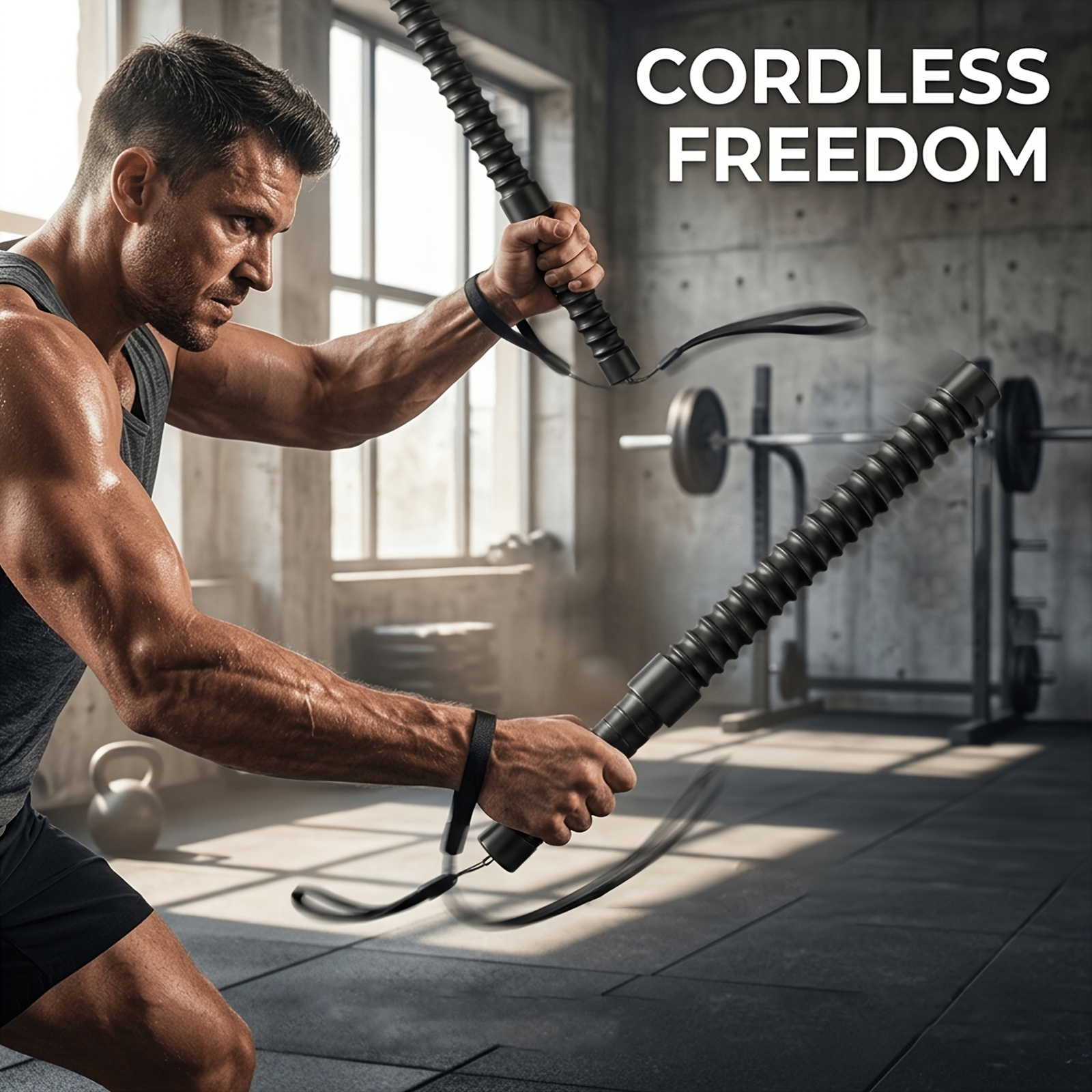 2pcs Weighted Battle Ropes - Portable Ropeless Battle Ropes with Non-Slip Handle - Low-Noise Exercise Rope for HIIT Work