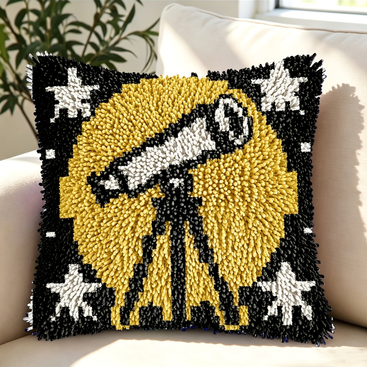 Pillow Plant Latch Hook Kit with Telescope Pattern, DIY Set