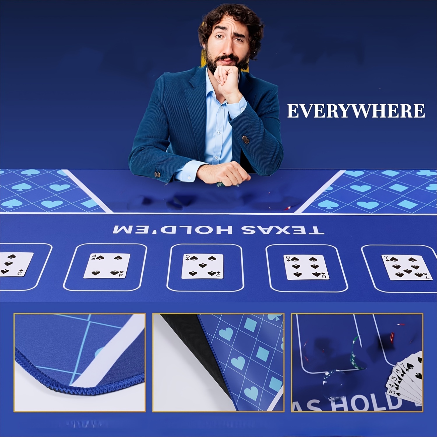 Poker Table Mat with Non-Slip Backing, Durable Design