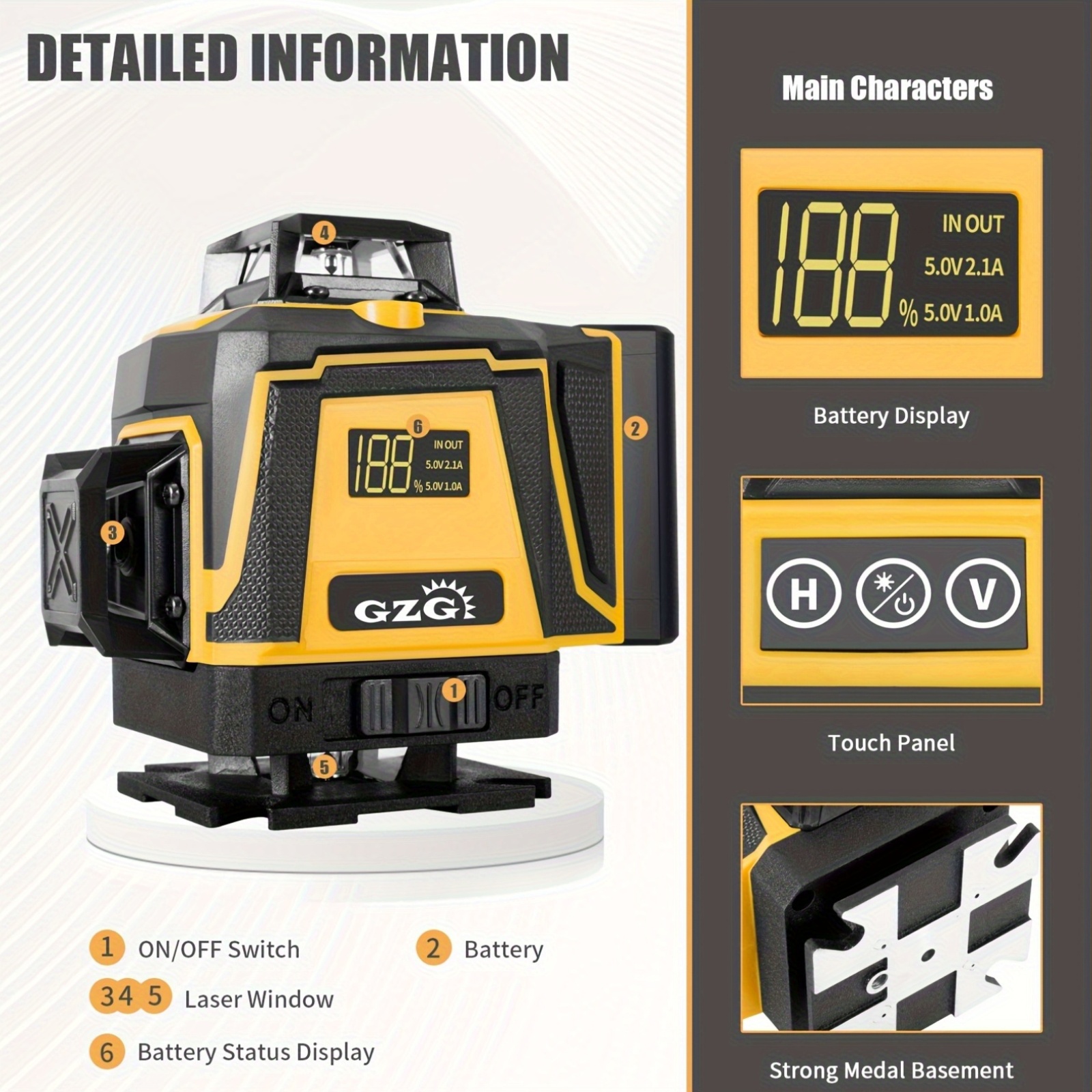 Niveau Laser, 3D Avec 12 Lignes, Avec 2 Piles Rechargeables Au Lithium Avec Support A 3 Pieds De 15 M Laser Vert 72391264