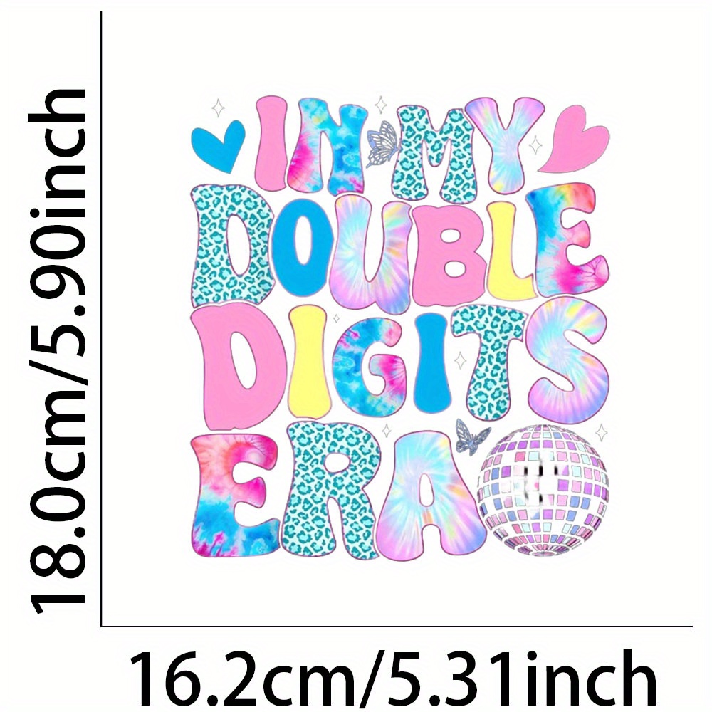 TEMU 1pc "in Digit Era" Heat Transfer Sticker, Mixed Color Letter Pattern, Iron-on Decal For T-shirts And Bags, Diy Fashion Accessory