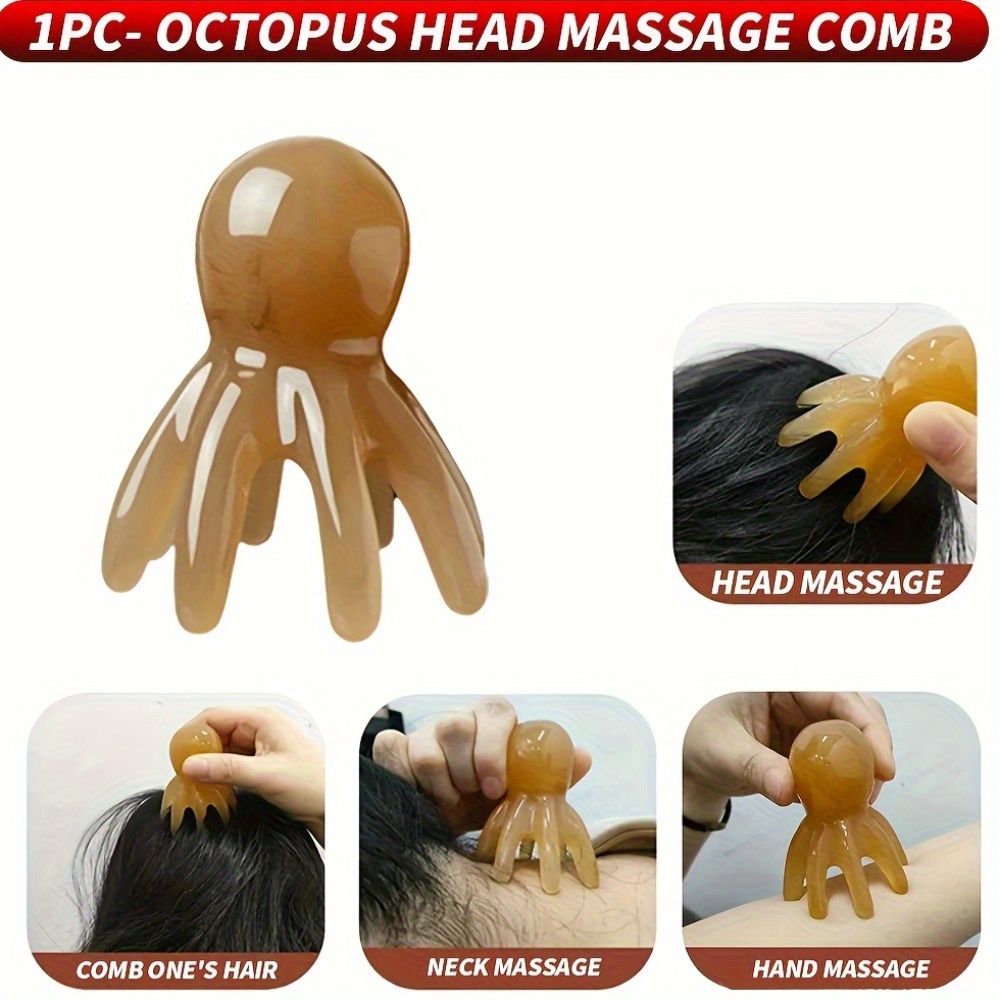 Transparent Plastic Octopus Head Massage Comb, 1pc/3pcs/6pcs