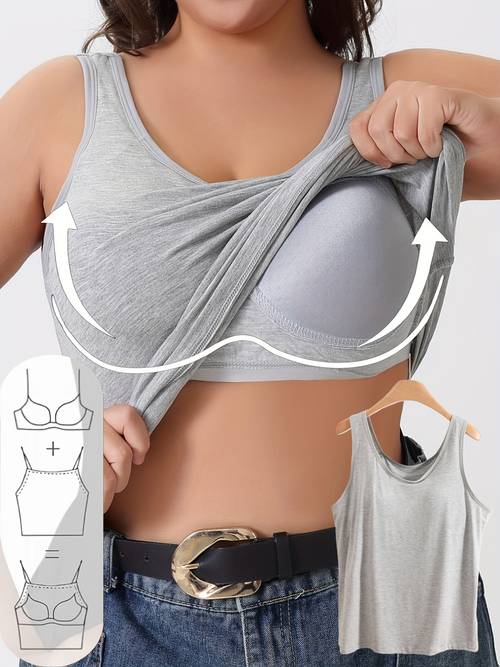 plus size womens vest and bra 2 in underwear sports top friendly high elastic wide strap vest suitable for running exercise wear non removable chest pad plus size sports top