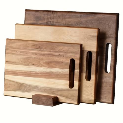 large kitchen chopping board made of acacia with serrated edges and a non slip base featuring a solid wood design with durable and easy to