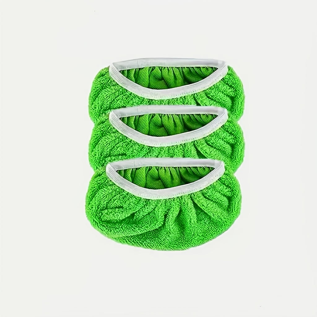 3pcs Set Of Super Absorbent Reusable Mop Pads - Microfiber Cleaning Cloths For Dry And Wet Floors, Durable Green Replacement Pads With Central And White Edges, High-quality Household Cleaning Pads