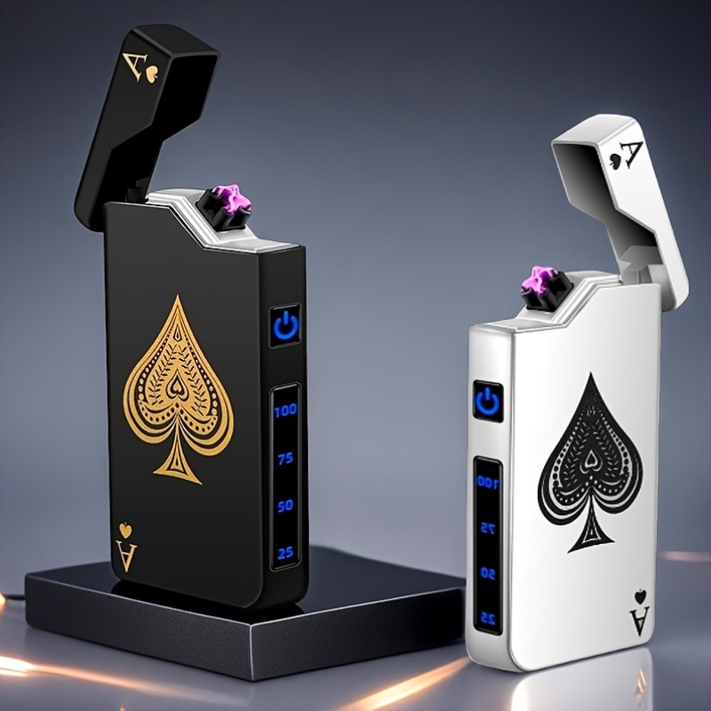 Creative Type-C Electric USB Rechargeable Dragon Lighter, Windproof Plasma Dual Arc Lighter for Outdoor survival, Cool LED Power Display Pulse Lighters Gifts for Friends