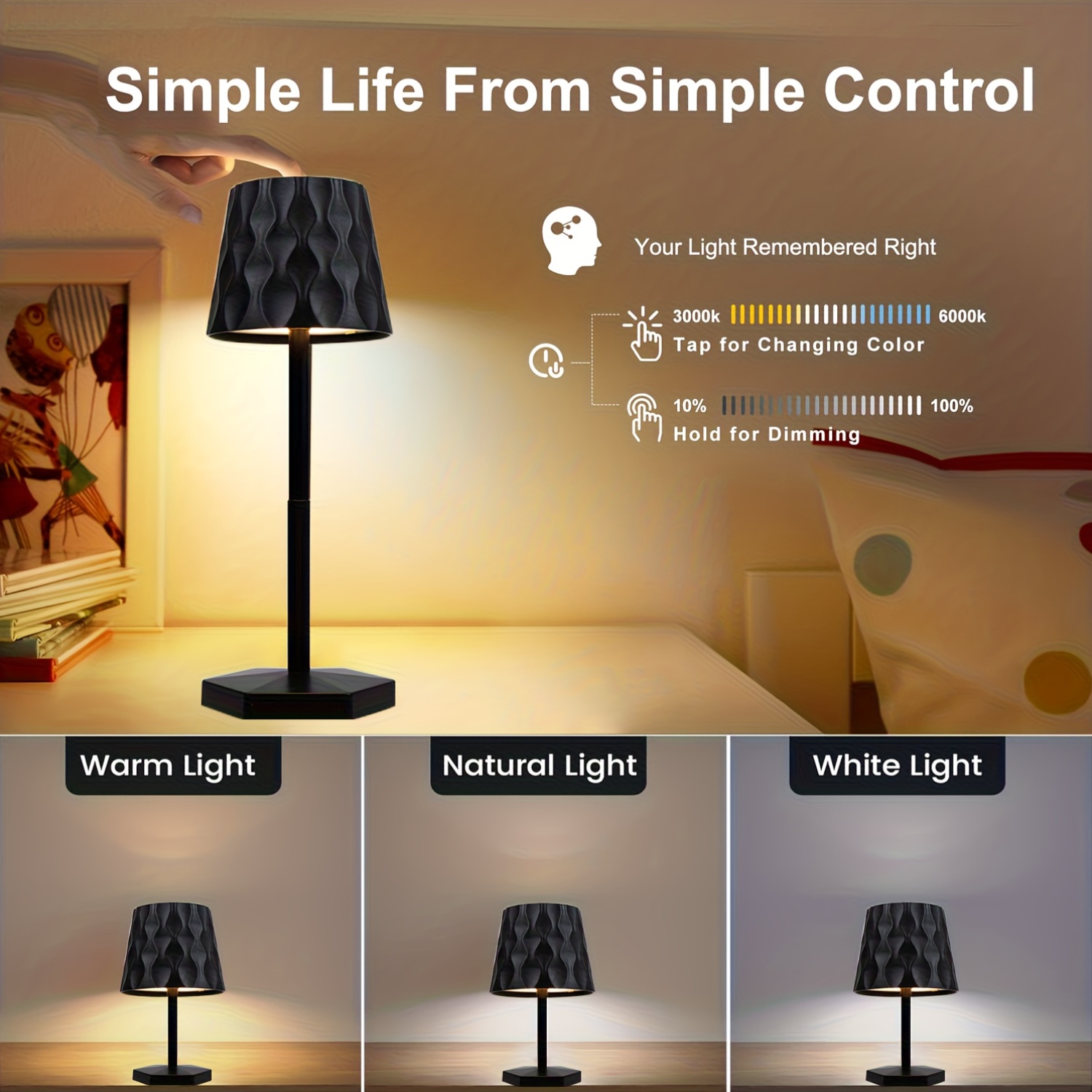 Luxury Cordless LED Table Lamps with Touch Control