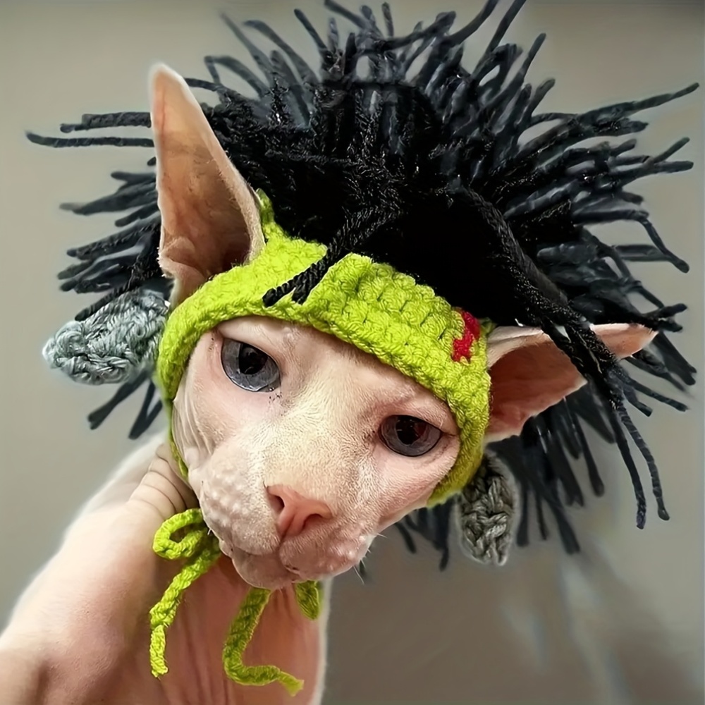 TEMU Tjy Pet Cap, Feline Head Accessory, Adorable Headgear, Tiny Canine Headband, Humorous Cat Hat, German Punk Reggae Rock Themed Dog Decoration,