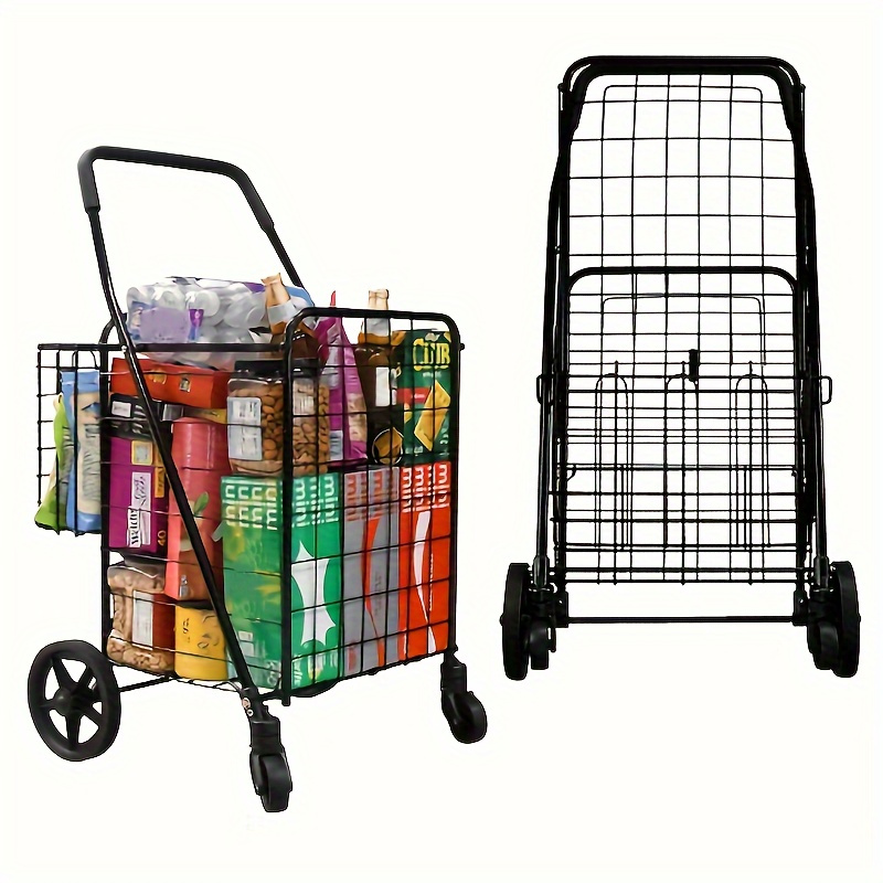 Shopping Cart, Loading Cart（Double Wheel） 160 lbs Capacity