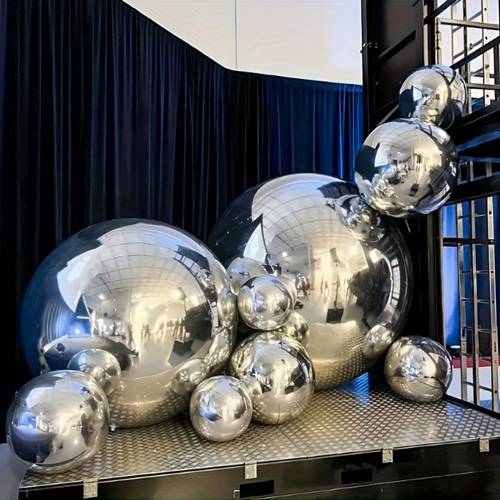 22 32 50 60in enormous shiny inflatable mirror ball reusable shiny disco ball for party wedding and event decoration large foil hanging ball no electricity required cool for party decorations birthdays weddings and all holidays