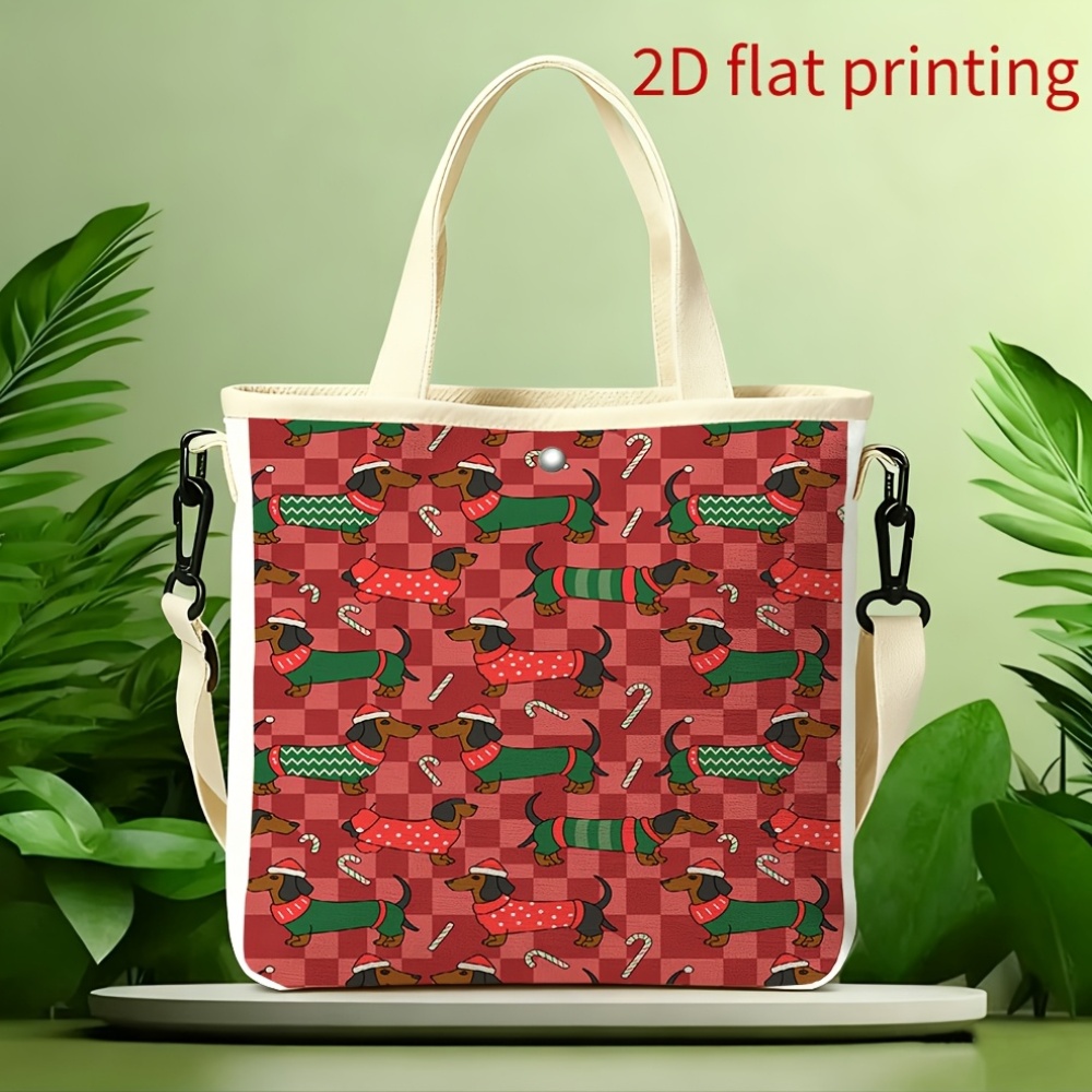 item picture mens canvas shoulder bag 23x24x6cm unisex 2d flat design with a patterned dachshund print compact crossbody wallet backpack tote bag lunch box bag suitable for shopping work and everyday   housewarming gift