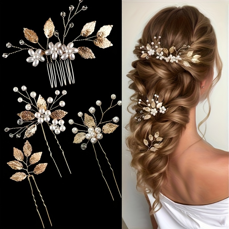 4 unidades de Adereços Românticos para Cabelo de Casamento  7